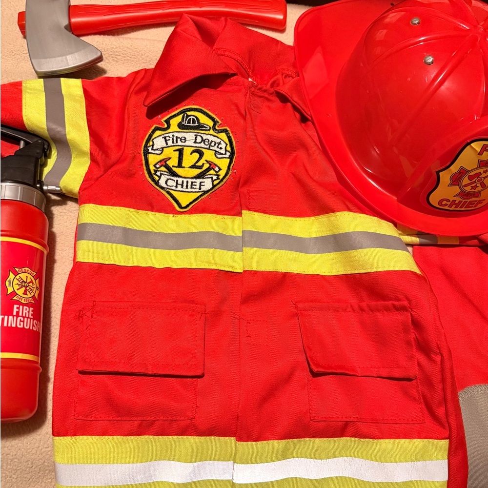 Kids Firefighter Costume Set with Accessories 2-3T - Picture 2 of 3